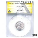 1943-S Wheat Cent ANACS MS66