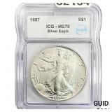1987 SE ICG MS70 $1 Silver 1oz SE