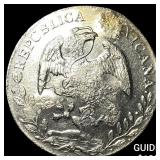 1889 Mexico Silver 1 Peso Punch Marked NEARLY UNCI