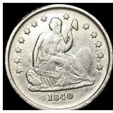 1840-O Silver Seated Liberty Quarter NEARLY UNCIRC