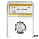 1875 Twenty Cent Piece PGA MS64 PL
