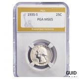 1935-S Washington Silver Quarter PGA MS65