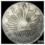 1895 Mexico Silver 1 Peso Punch Marked NEARLY UNCI