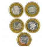 [5 Coins] .60oz Silver $10 Various Casino Tokens