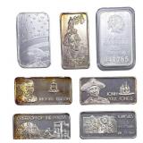 [7] 1oz Silver Bars Various Designs