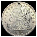 1872 Silver Seated Liberty Dollar (holed) HIGH GRA