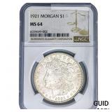 1921 Morgan Silver Dollar NGC MS64
