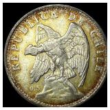 1925 Chile Silver 1 Peso UNCIRCULATED