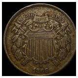 1866 Copper 2 Cents NEARLY UNCIRCULATED