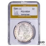 1891-CC Morgan Silver Dollar PGA MS64