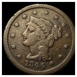 1844 Braided Hair Large Cent LIGHTLY CIRCULATED