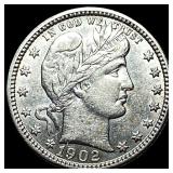 1902 Barber Silver Quarter CLOSELY UNCIRCULATED
