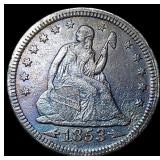 1853 Arrows/Rays Seated Liberty Quarter  CLOSELY