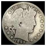 1893-S Silver Barber Half Dollar NICELY  CIRCULAT