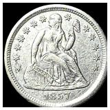 1857-O Silver Seated Liberty Dime CLOSELY UNCIRCU