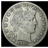 1913-S Silver Barber Half Dollar NICELY CIRCULATE