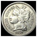 1879 Nickel Three-Cent Piece NEARLY UNCIRCULATED