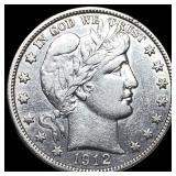 1912 Silver Half Dollar Barber NEARLY UNCIRCULATED