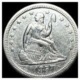1857-O Silver Seated Liberty Quarter NEARLY UNCIRC