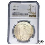 1925 Silver Peace Dollar NGC MS64