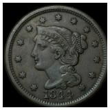 1844 Braided Hair Large Cent ABOUT  UNCIRCULATED