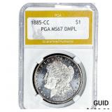 1885-CC Morgan Silver Dollar PGA MS67 DMPL