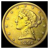 1897-S Liberty Head Half Eagle $5 Gold CLOSELY UNC