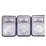 [3 Coins] 2001-2003 Silver Eagle NGC MS69