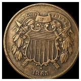 1865 Bronze Two-Cent Piece NEARLY UNCIRCULATED