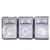 [3 Coins] 1989-1991 Silver Eagle NGC MS69