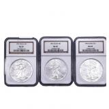 [3 Coins] 1992-1994 Silver Eagle NGC MS69