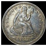 1853 Arrows/Rays Seated Liberty Quarter  NEARLY U