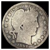 1892 Silver Barber Half Dollar NICELY  CIRCULATED