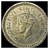 1944 India Silver 1 Rupee CLOSELY UNCIRCULATED