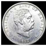 1883 Silver 1/4 Dollar Hawaii Kalakaua I CLOSELY U