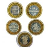 [5 Coins] .60oz Silver $10 Various Casino Tokens