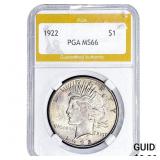 1922 Silver Peace Dollar PGA MS66
