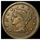 1857 Braided Hair Large Cent CLOSELY  UNCIRCULATE