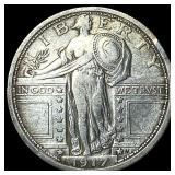 1917 Type 1 Standing Liberty Quarter NEARLY  UNCI