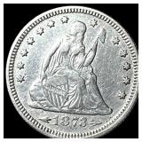 1873 Arrows Seated Liberty Quarter CLOSELY UNCIRCU