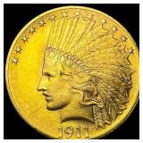 1911 Gold $10 Indian Head Eagle CHOICE BU