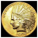1909 Indian Head Eagle $10 Gold Coin CLOSELY UNCIR