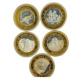 [5 Coins] .60oz Silver Various Casino Tokens