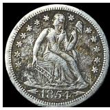 1854-O Arrows Seated Liberty Dime NEARLY  UNCIRCU