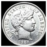 1907 Barber Dime CLOSELY UNCIRCULATED