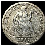 1867-S Silver Seated Liberty Dime ABOUT UNCIRCULAT