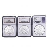 [3 Coins] 2004-2014 Silver Eagle NGC MS69