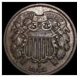 1864 Lg. Motto Two-Cent Piece ABOUT UNCIRCULATED