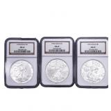 [3 Coins] 1995-1997 Silver Eagle NGC MS69