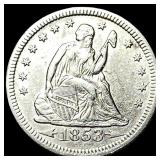 1853 Arrows Seated Liberty Quarter CLOSELY UNCIRCU